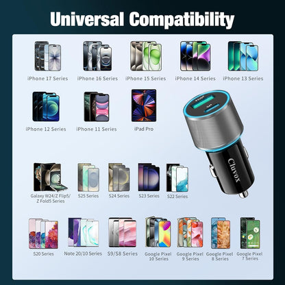 Dual USB Car Charger Adapter,  20W Fast Charge Car Charger Compatible for Iphone 15 Pro Max/Plus/14/13/12/11/Xs/Xr/8/Se 2020/Ipad 8Th/Pro/Air 4/Mini, Google Pixel, Samsung Cigarette USB Charger